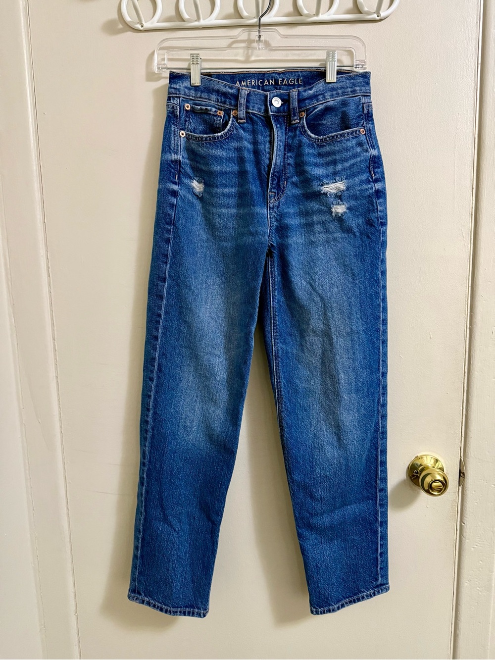 American Eagle Outfitters Women’s High-Rise Medium Blue Distressed Jeans